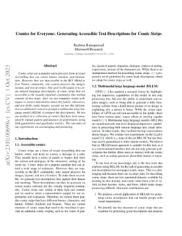 Comics for Everyone: Generating Accessible Text Descriptions for Comic
  Strips