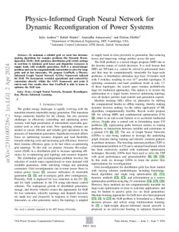 Physics-Informed Graph Neural Network for Dynamic Reconfiguration of
  Power Systems