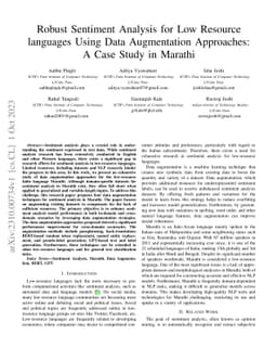 Robust Sentiment Analysis for Low Resource languages Using Data
  Augmentation Approaches: A Case Study in Marathi