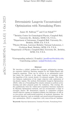 Deterministic Langevin Unconstrained Optimization with Normalizing Flows