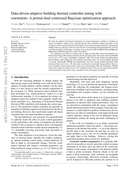 Data-driven adaptive building thermal controller tuning with
  constraints: A primal-dual contextual Bayesian optimization approach