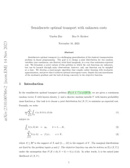 Semidiscrete optimal transport with unknown costs