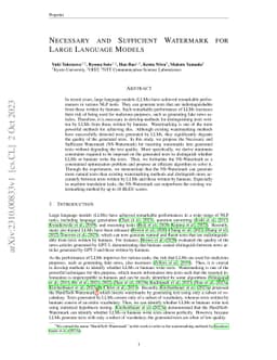 Necessary and Sufficient Watermark for Large Language Models