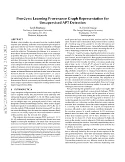 Prov2vec: Learning Provenance Graph Representation for Unsupervised APT
  Detection