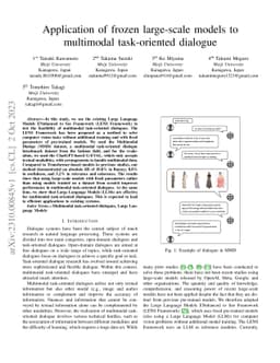 Application of frozen large-scale models to multimodal task-oriented
  dialogue