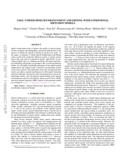 uSee: Unified Speech Enhancement and Editing with Conditional Diffusion
  Models