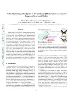 Trained Latent Space Navigation to Prevent Lack of Photorealism in
  Generated Images on Style-based Models