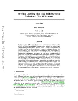Effective Learning with Node Perturbation in Multi-Layer Neural Networks