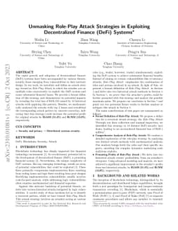 Unmasking Role-Play Attack Strategies in Exploiting Decentralized
  Finance (DeFi) Systems