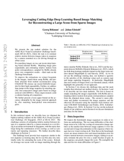 Leveraging Cutting Edge Deep Learning Based Image Matching for
  Reconstructing a Large Scene from Sparse Images