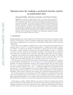 Optimal rates for ranking a permuted isotonic matrix in polynomial time