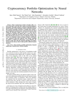 Cryptocurrency Portfolio Optimization by Neural Networks