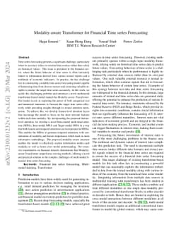 Modality-aware Transformer for Financial Time series Forecasting