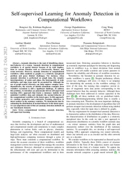Self-supervised Learning for Anomaly Detection in Computational
  Workflows