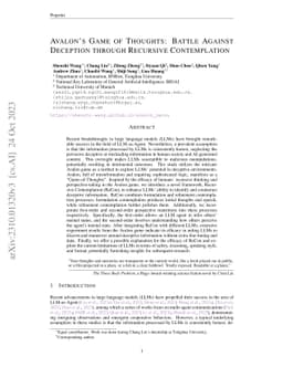 Avalon's Game of Thoughts: Battle Against Deception through Recursive
  Contemplation