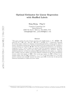 Optimal Estimator for Linear Regression with Shuffled Labels