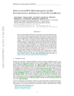 Who is ChatGPT? Benchmarking LLMs' Psychological Portrayal Using
  PsychoBench