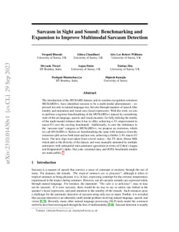 Sarcasm in Sight and Sound: Benchmarking and Expansion to Improve
  Multimodal Sarcasm Detection