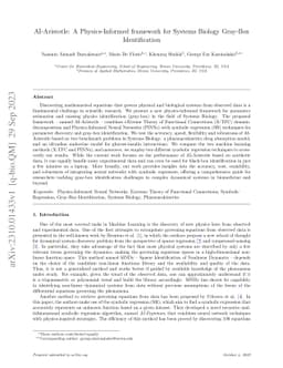 AI-Aristotle: A Physics-Informed framework for Systems Biology Gray-Box
  Identification