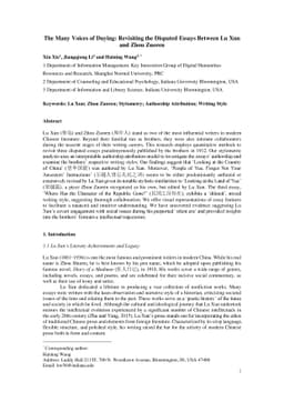 The Many Voices of Duying: Revisiting the Disputed Essays Between Lu Xun
  and Zhou Zuoren