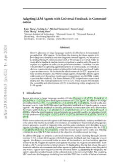 Adapting LLM Agents with Universal Feedback in Communication