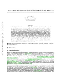 Defending Against Authorship Identification Attacks