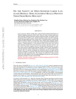On the Safety of Open-Sourced Large Language Models: Does Alignment
  Really Prevent Them From Being Misused?