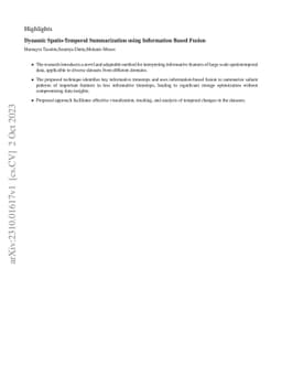 Dynamic Spatio-Temporal Summarization using Information Based Fusion