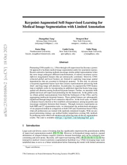 Keypoint-Augmented Self-Supervised Learning for Medical Image
  Segmentation with Limited Annotation