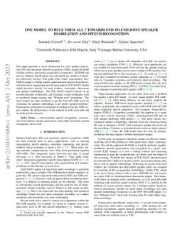 One model to rule them all ? Towards End-to-End Joint Speaker
  Diarization and Speech Recognition