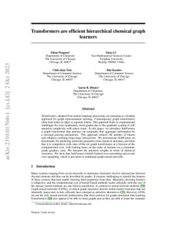 Transformers are efficient hierarchical chemical graph learners