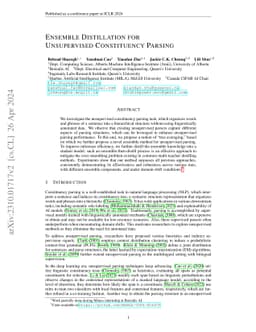 Ensemble Distillation for Unsupervised Constituency Parsing