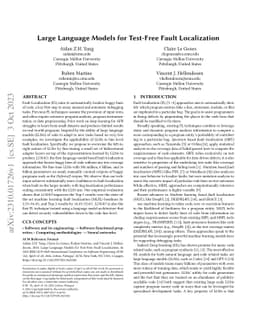 Large Language Models for Test-Free Fault Localization