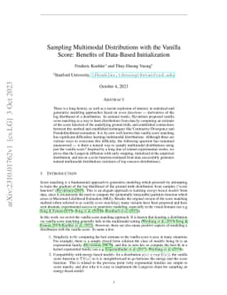 Sampling Multimodal Distributions with the Vanilla Score: Benefits of
  Data-Based Initialization