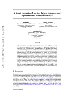A simple connection from loss flatness to compressed neural representations