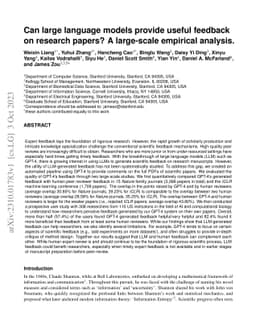 Can large language models provide useful feedback on research papers? A
  large-scale empirical analysis