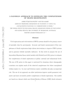 A Bayesian approach to estimate the completeness of death registration