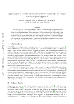 Improving style transfer in dynamic contrast enhanced MRI using a
  spatio-temporal approach