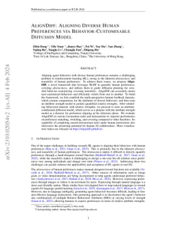 AlignDiff: Aligning Diverse Human Preferences via Behavior-Customisable
  Diffusion Model
