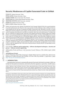Security Weaknesses of Copilot-Generated Code in GitHub Projects: An Empirical Study