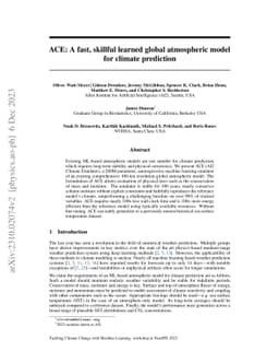ACE: A fast, skillful learned global atmospheric model for climate
  prediction