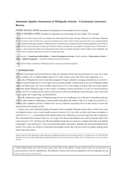 Automatic Quality Assessment of Wikipedia Articles -- A Systematic
  Literature Review