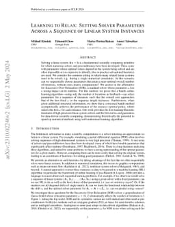 Learning to Relax: Setting Solver Parameters Across a Sequence of Linear
  System Instances