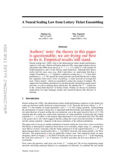 A Neural Scaling Law from Lottery Ticket Ensembling