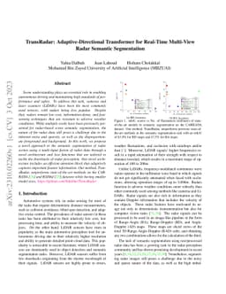 TransRadar: Adaptive-Directional Transformer for Real-Time Multi-View
  Radar Semantic Segmentation