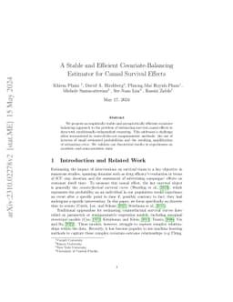 A Stable and Efficient Covariate-Balancing Estimator for Causal Survival
  Effects