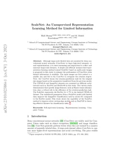 ScaleNet: An Unsupervised Representation Learning Method for Limited
  Information
