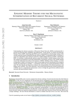 Episodic Memory Theory for the Mechanistic Interpretation of Recurrent
  Neural Networks