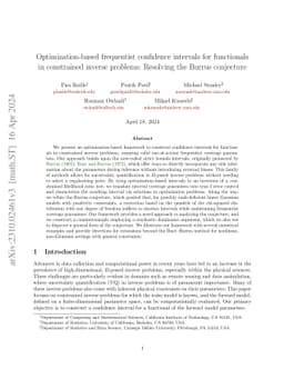Optimization-based frequentist confidence intervals for functionals in
  constrained inverse problems: Resolving the Burrus conjecture