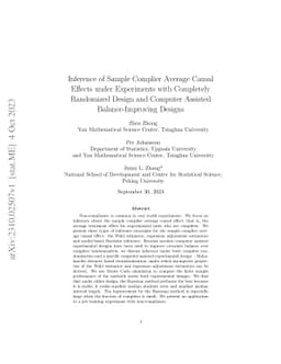 Inference of Sample Complier Average Causal Effects under Experiments
  with Completely Randomized Design and Computer Assisted Balance-Improving
  Designs